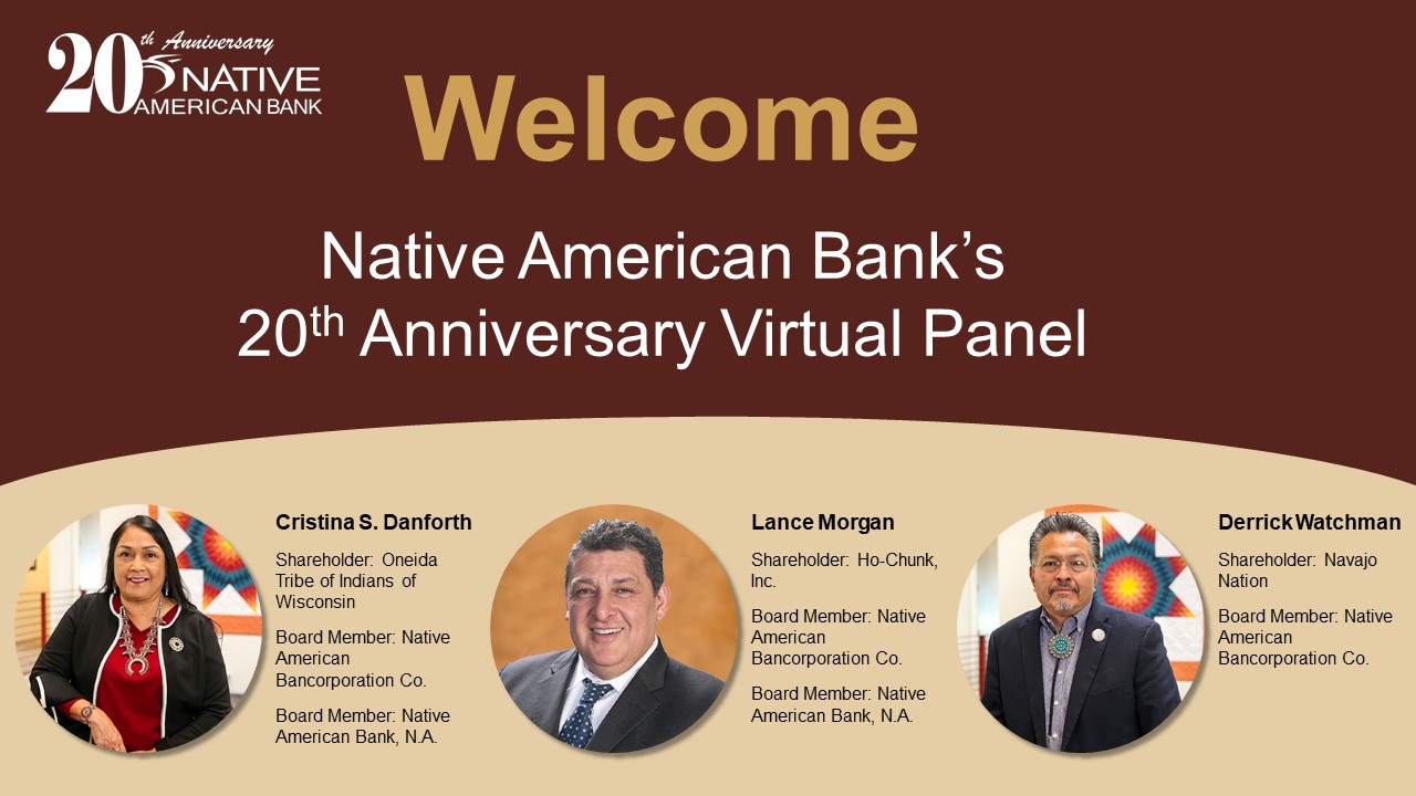 Native American Bank 20th Anniversary Virtual Panel